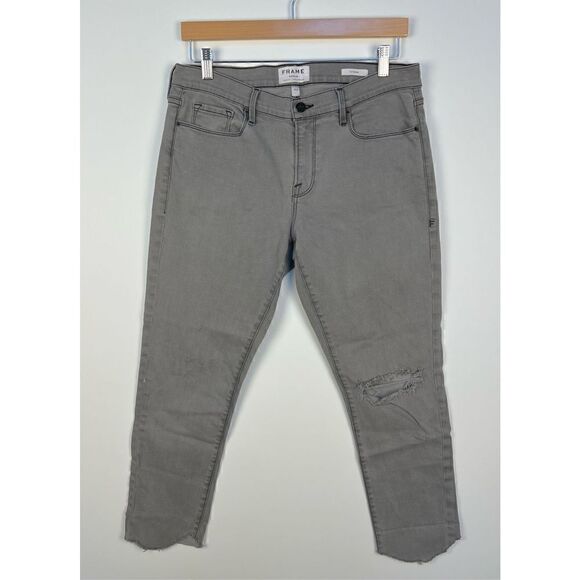 FRAME denim le garcon jeans slim boyfriend high rise gray raw hem women’s sz 30 - Picture 2 of 12